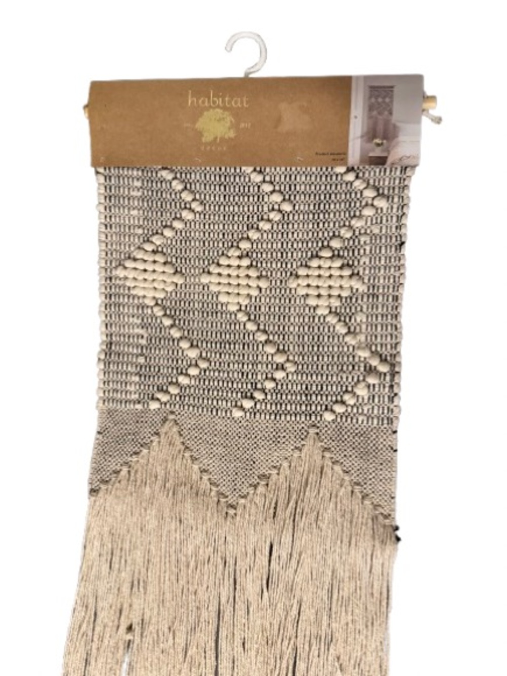 Habitat Cream and Black Macramé Wall Décor with Geometric Pattern-NWT-18x36 inch - Picture 2 of 6